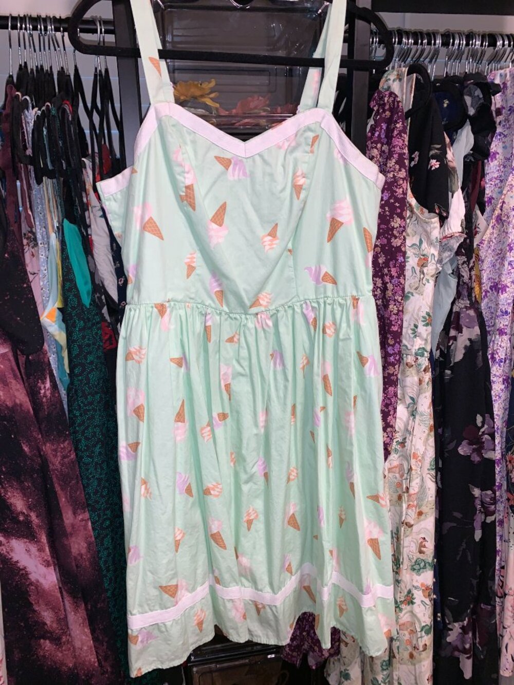 MODCLOTH Mint Green Ice Cream Cone Dress XL